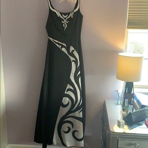 Beaded Black and White Formal Dress with Shawl